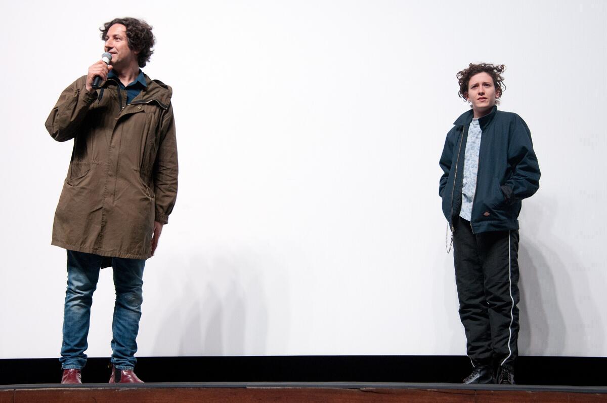 Director Jonathan Glazer, left, and composer Mica Levi of the film "Under the Skin."