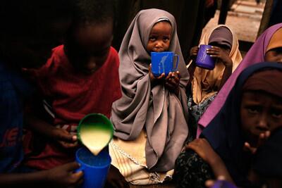 Children at Dadaab receive a supplemental meal in an effort to give them the caloric intake they need to grow and survive.