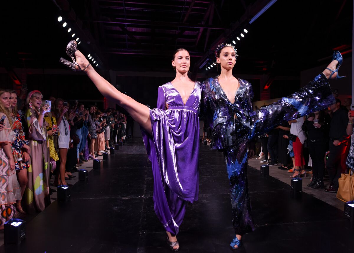 Members of the American Contemporary Ballet model looks by designer Cynthia Rowley during a show in L.A. on Wednesday.