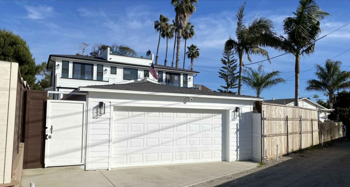 The alley-facing side of 5550 La Jolla Hermosa Ave., where a new accessory dwelling unit is planned above a new garage. 