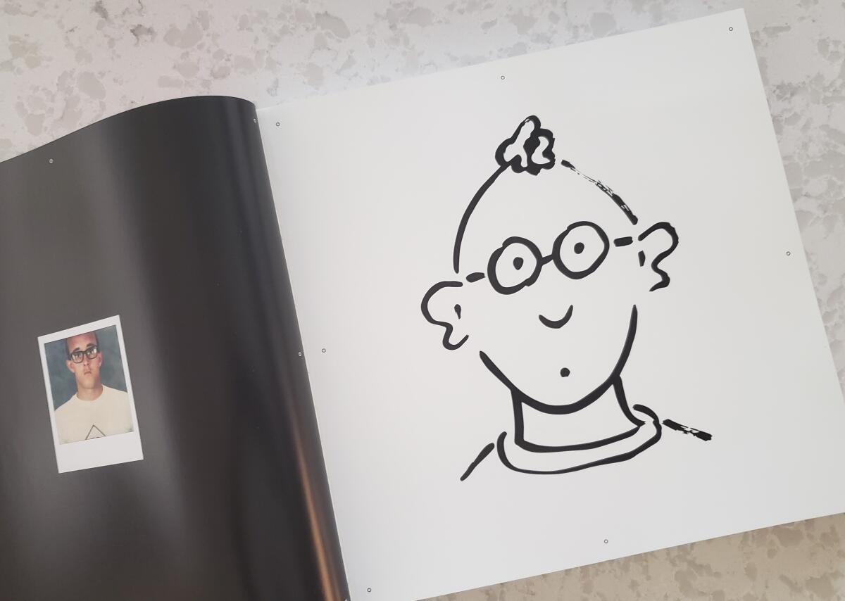 Keith Haring's 1989 self-portrait drawing is in the exhibition catalog for his survey show at The Broad