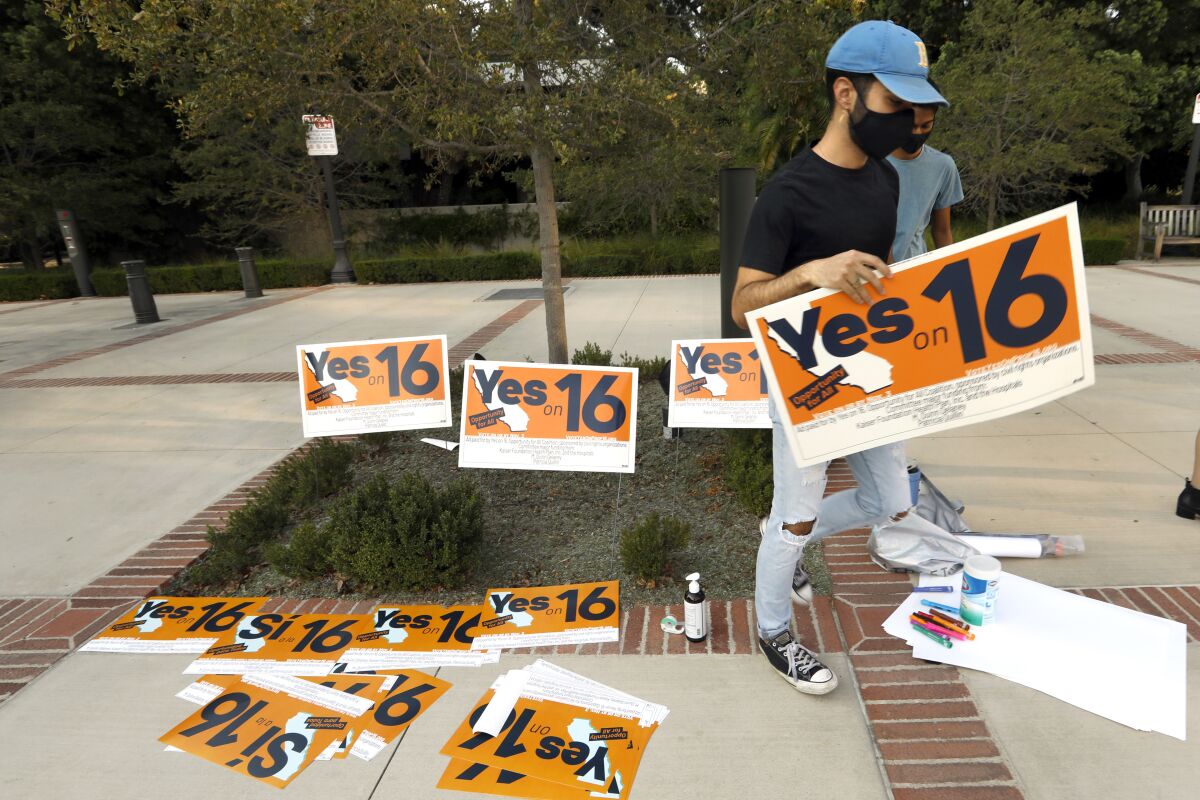 Proposition 16 proponents organize a rally at UCLA.