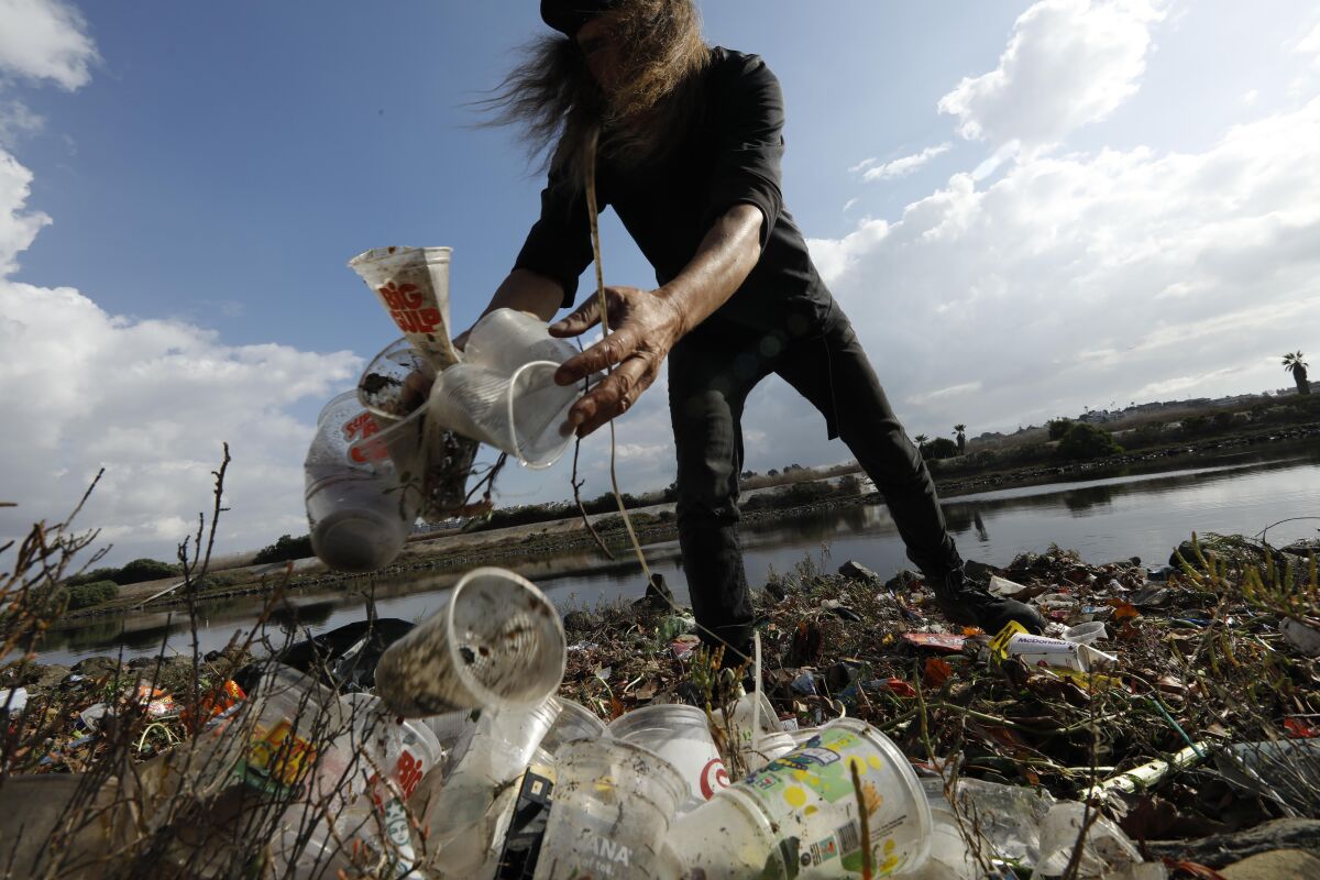 Trash along the Alamitos Peninsula in Long Beach
