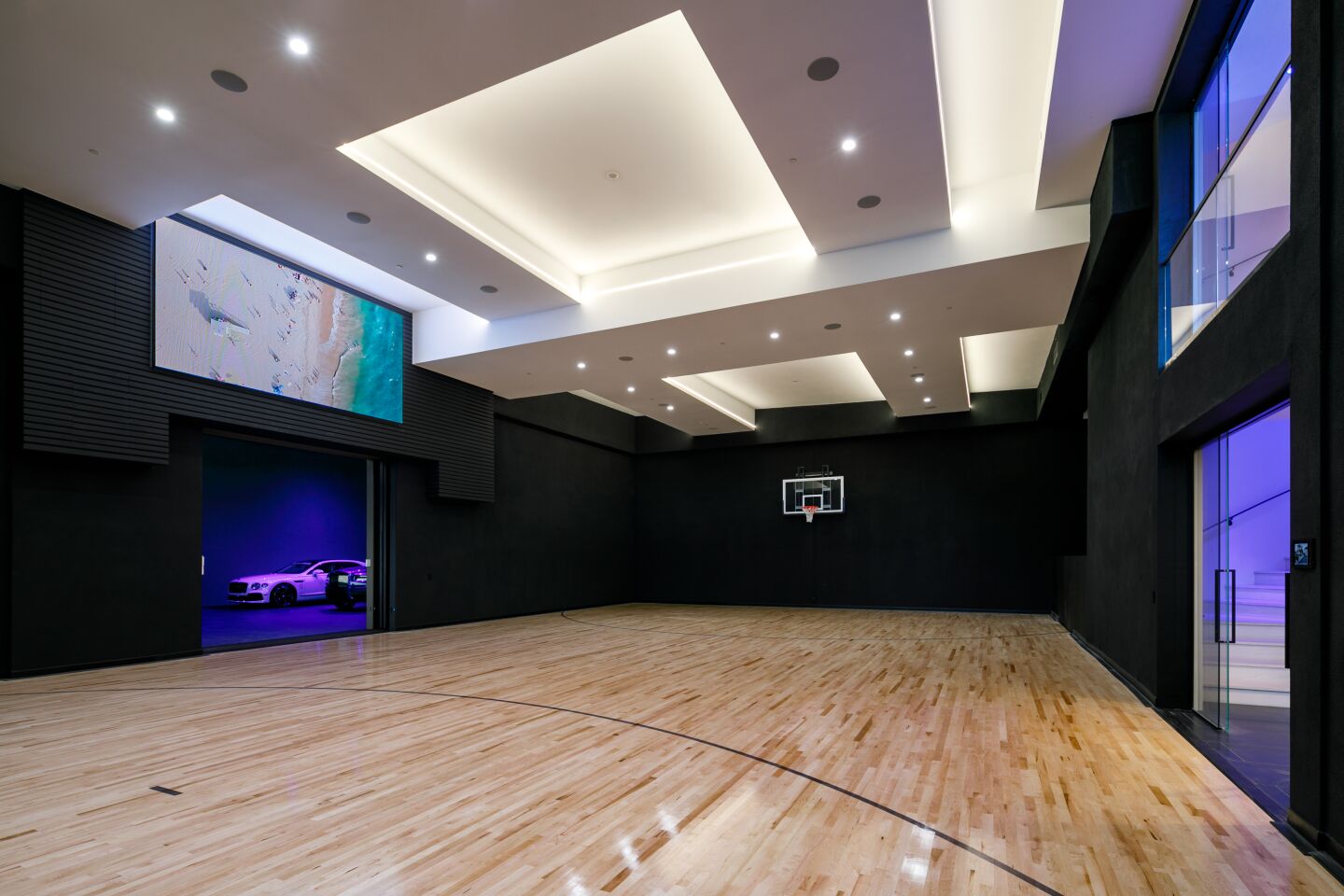 There's an indoor basketball court.