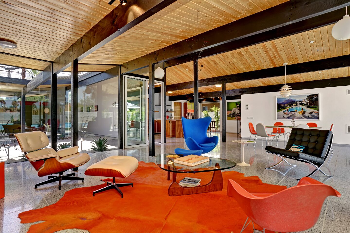 This Joseph Eichler-inspired floor plan has four bedrooms and 2.5 bathrooms in 2,123 square feet.