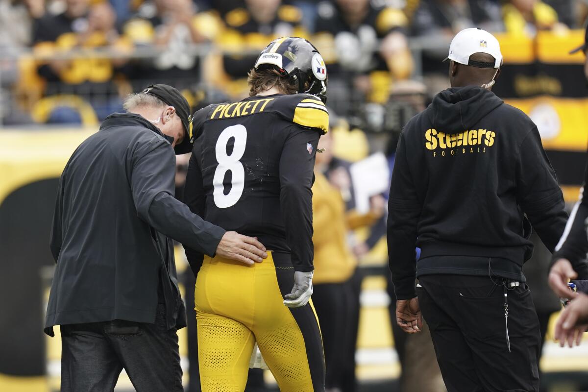 Steelers QB Kenny Pickett out indefinitely after undergoing surgery for a  high right ankle sprain - The San Diego Union-Tribune