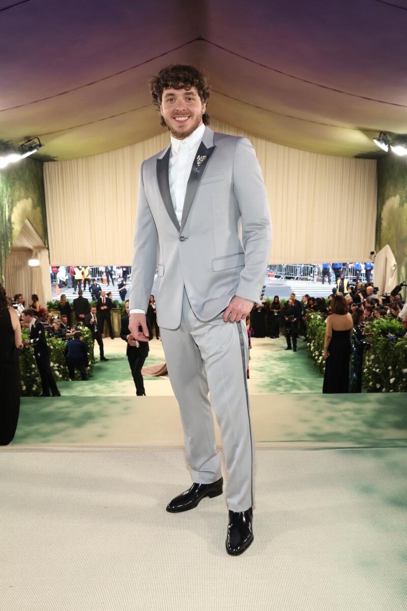 Jack Harlow makes a convincing argument for a new tone of tuxedo — dove gray, a signature color of its maker, the house of Dior.