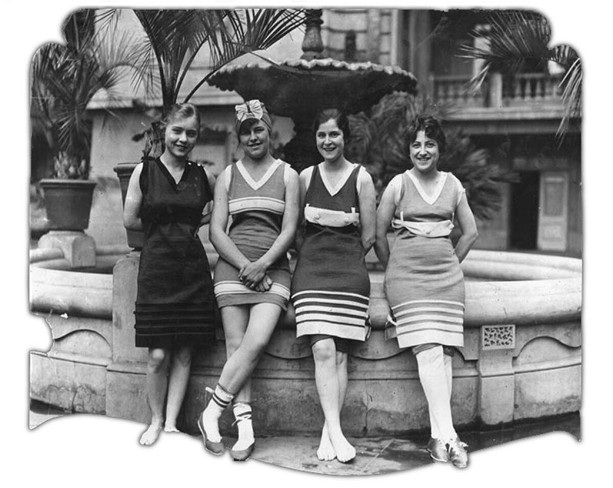 From left: Miss Bernice Young, Miss Frances Burtner, Miss Josephine Brixell and Mrs. E.K. Pritchard pose for photo published in the July 21, 1918 Los Angeles Times society page.