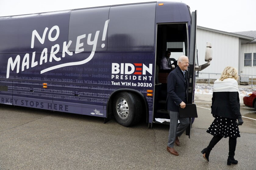 Democratic presidential candidate former Vice President Joe Biden has embarked on a "no malarkey" campaign tour. 