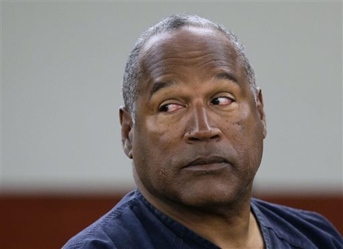 O.J. Simpson during a hearing in Clark County District Court in Las Vegas last year. His attorneys have appealed to the Nevada Supreme Court to release him from prison, where he is serving a sentence for his role in a 2007 hotel room armed robbery.