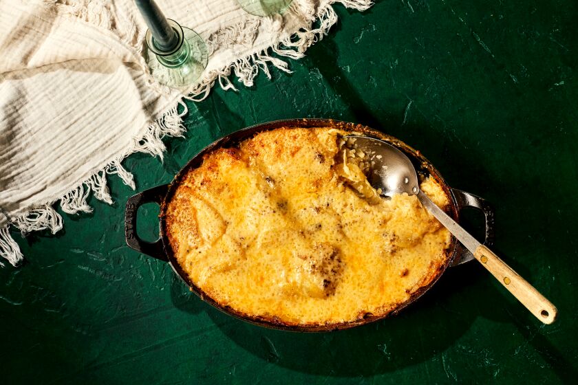 LOS ANGELES, CA - NOVEMBER 10, 2022: Potato gratin prepared by cooking columnist Ben Mims on November 10, 2022 in the LA Times test kitchen. (Katrina Frederick for the Los Angeles Times)