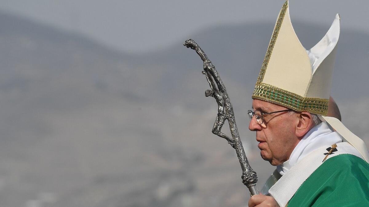 Pope Francis visits Peru, Lima, on Jan. 21, 2018.
