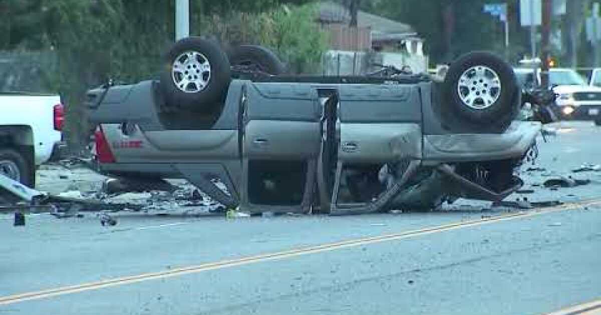 Car split in half, vehicle flipped on its roof in fatal crash in Whittier Los Angeles Times