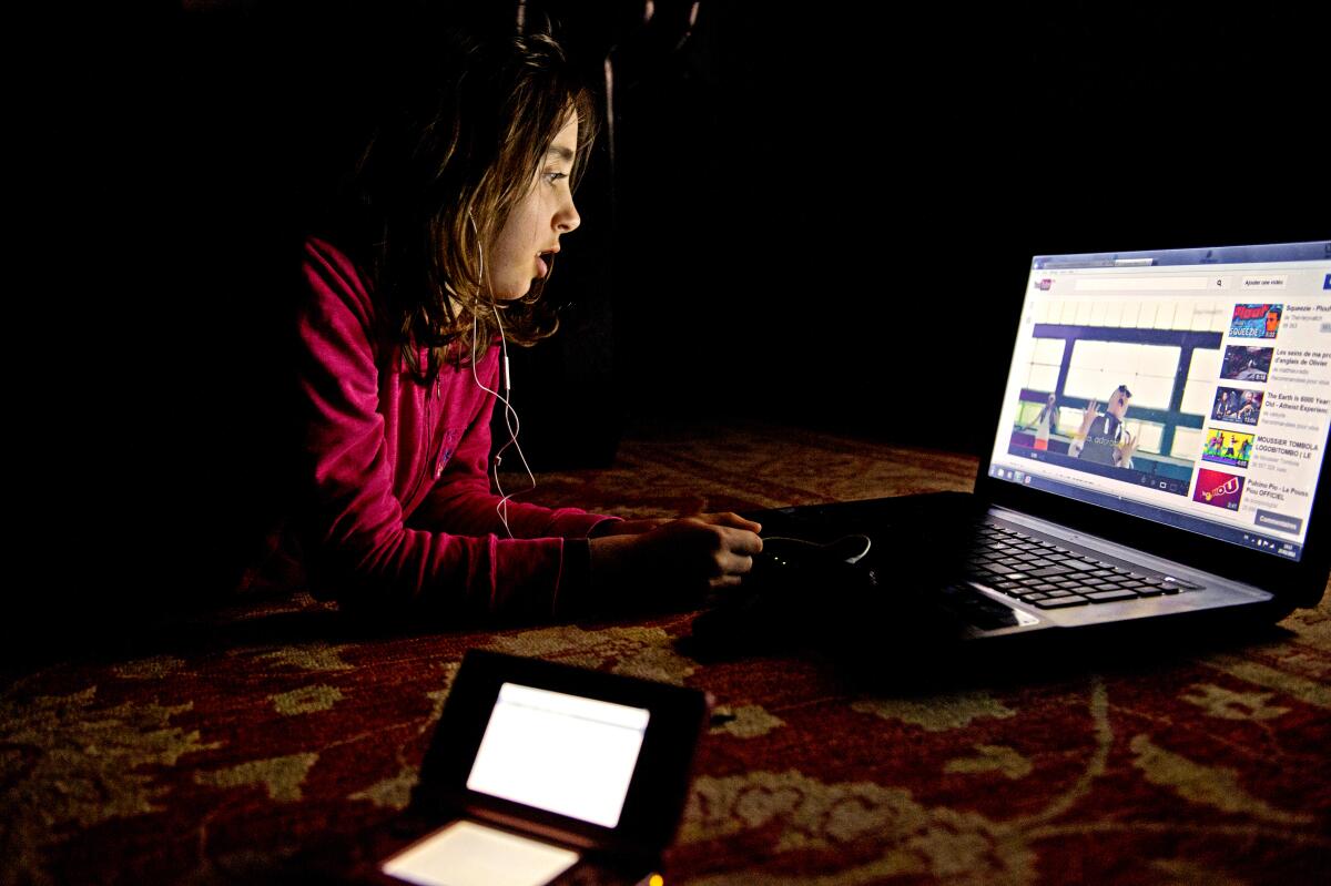 A child watches a YouTube video