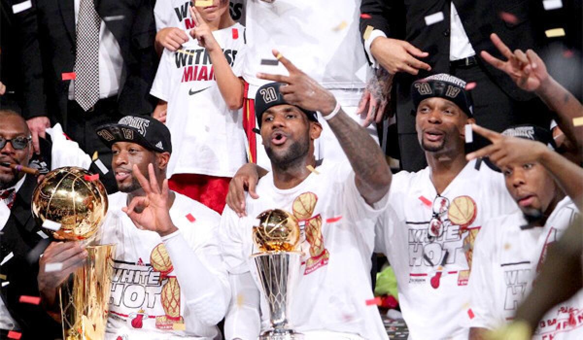 The trio of Dwyane Wade, LeBron James and Chris Bosh have now won two consecutive NBA championships for the Miami Heat.
