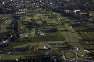 An empty golf course at the Hillcrest Country Club stands in this aerial photograph taken above Los Angeles, California, U.S., on Friday, May 1, 2020. California Governor Gavin Newsom is directing departments to cut spending immediately amid projected deficits of $35 billion, while Los Angeles Mayor Eric Garcetti proposed a budget that calls for civilian workers to take 26 furlough days during the fiscal year that begins in July. Photographer: Patrick T. Fallon/Bloomberg via Getty Images