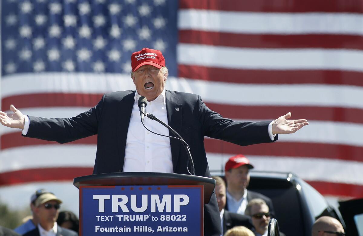 Donald Trump appears in Fountain Hills, Ariz., on March 19.
