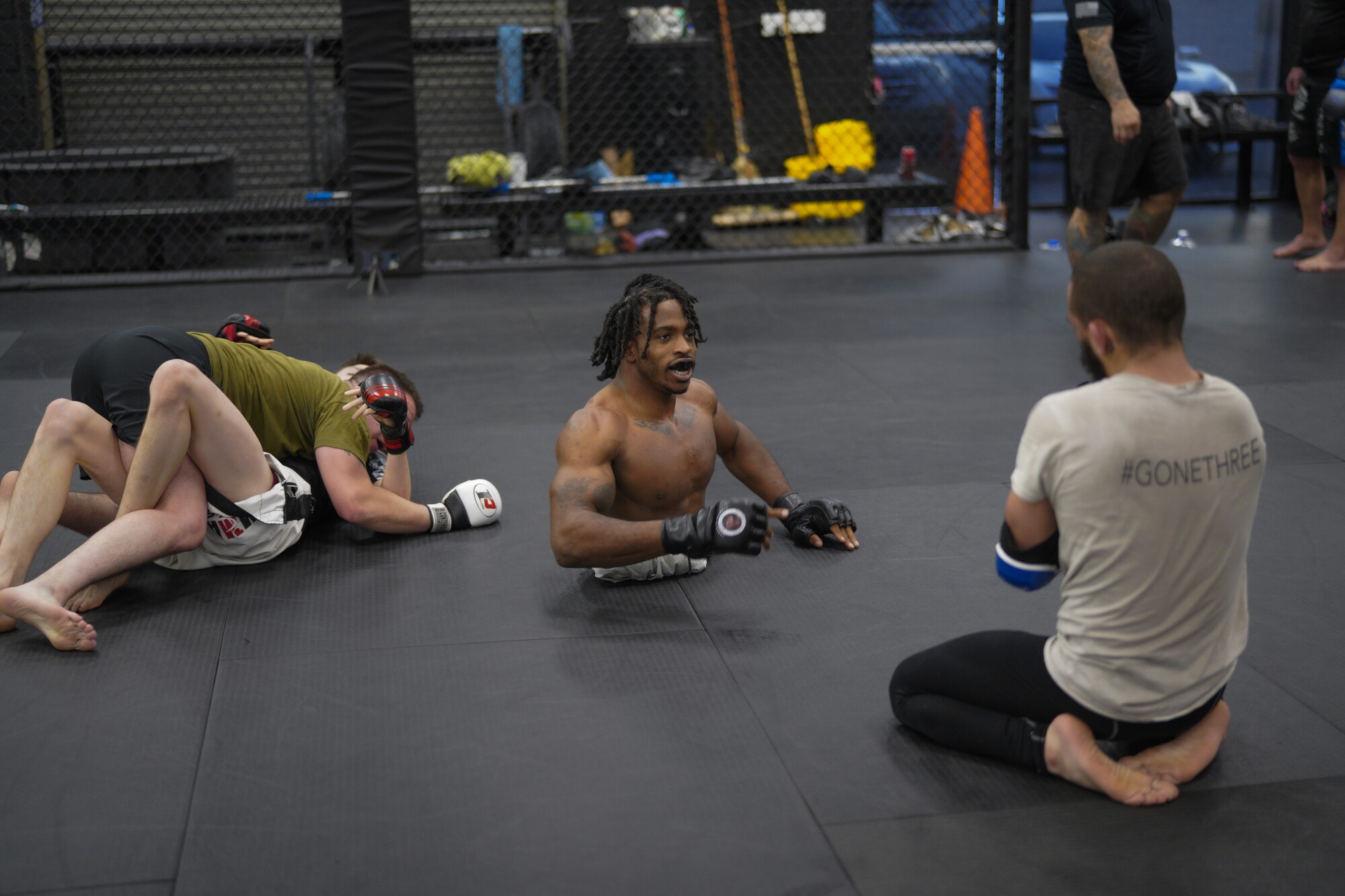 Zion Clark performs sparing workouts at The Arena gym on June 12.  