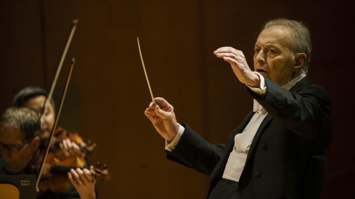 Zubin Mehta conducting Thursday night at Walt Disney Concert Hall.