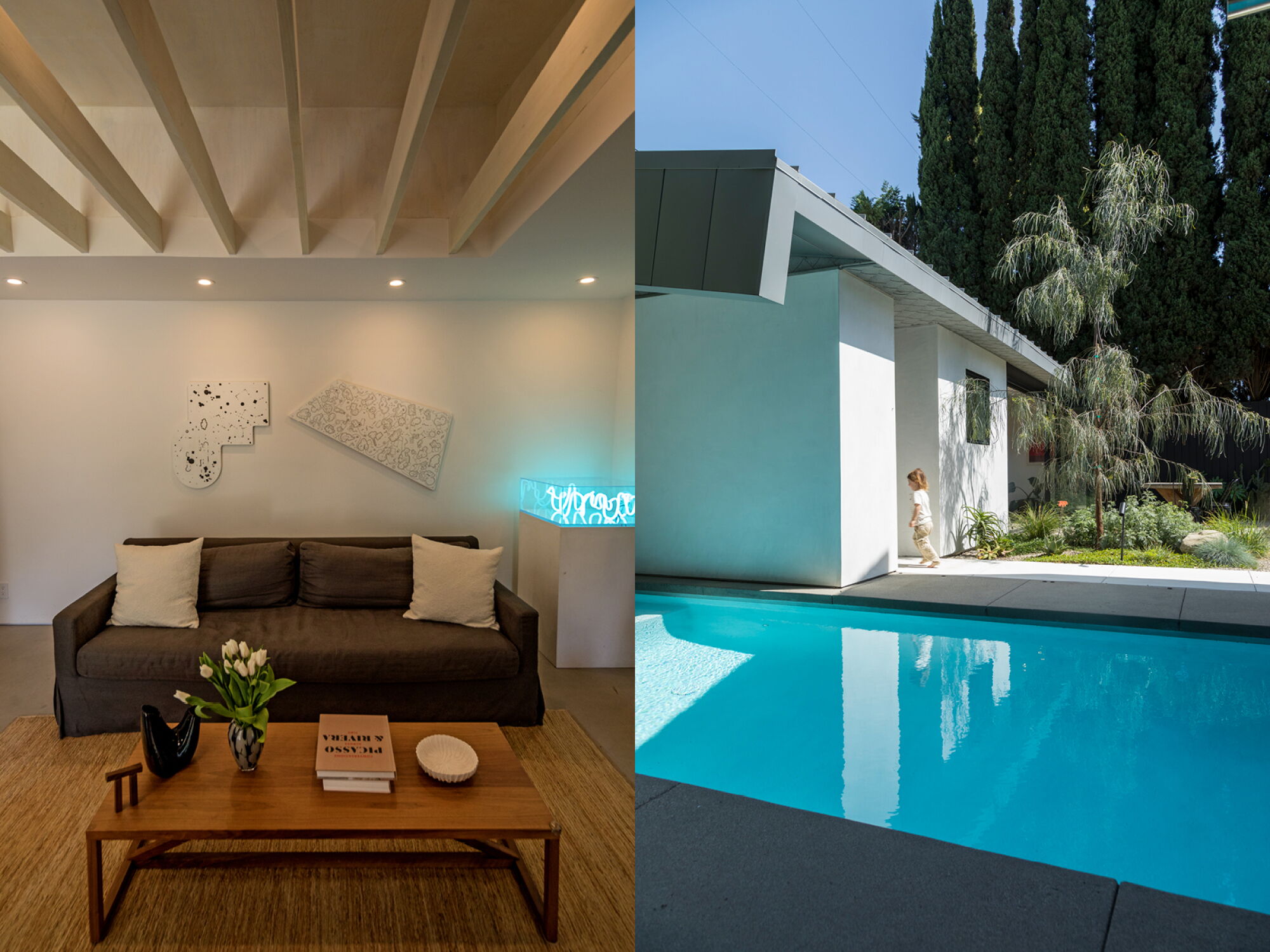 The living room of the ADU Larchmont Village home