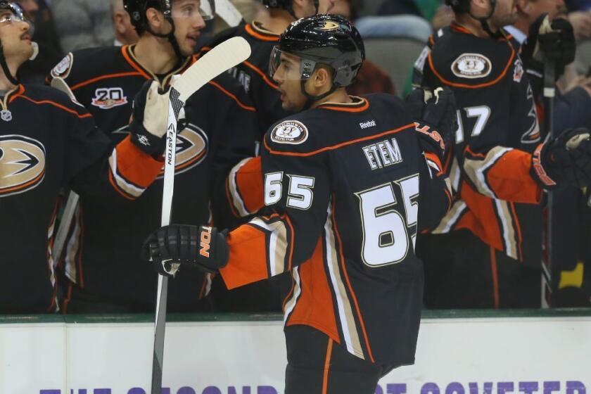 Emerson Etem is back with the Ducks after three games in the minors.