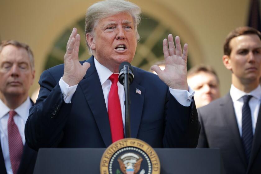 WASHINGTON, DC - OCTOBER 01: U.S. President Donald Trump speaks during a press conference to discuss a revised U.S. trade agreement with Mexico and Canada in the Rose Garden of the White House on October 1, 2018 in Washington, DC. U.S. and Canadian officials announced late Sunday night that a new deal, named the 'U.S.-Mexico-Canada Agreement,' or USMCA, had been reached to replace the 24-year-old North American Free Trade Agreement. (Photo by Chip Somodevilla/Getty Images) ** OUTS - ELSENT, FPG, CM - OUTS * NM, PH, VA if sourced by CT, LA or MoD **