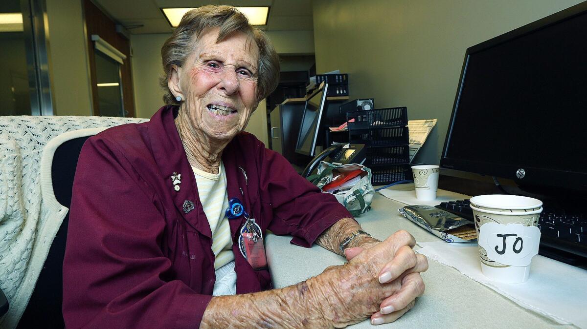 Jo Mazzeo, who turns 93 on June 28, has racked up more than 14,000 hours of volunteer service at Providence Saint Joseph Medical Center.