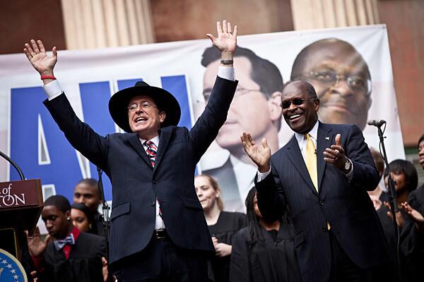 Stephen Colbert and Herman Cain team up