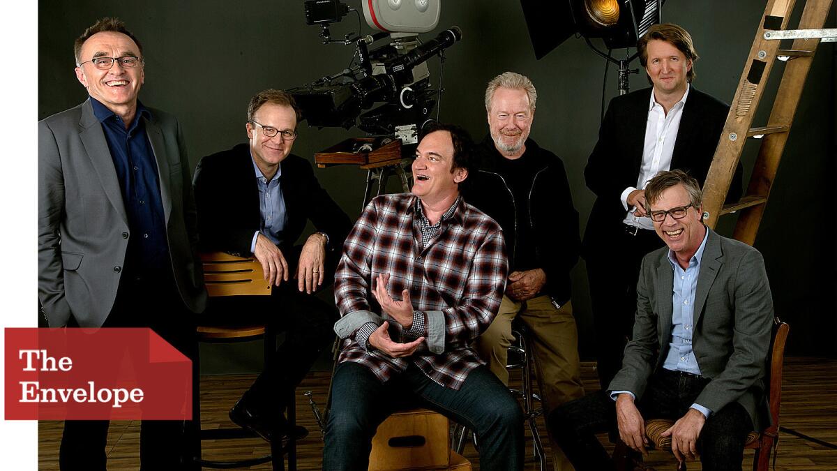 Danny Boyle ("Steve Jobs"), from left, Tom McCarthy ("Spotlight"), Quentin Tarantino ("The Hateful Eight"), Ridley Scott ("The Martian"), Tom Hooper ("The Danish Girl"), Todd Haynes ("Carol") gather for The Envelope's Directors Roundtable.