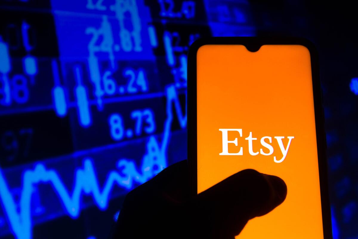 In this photo illustration the Etsy logo is displayed on a smartphone.