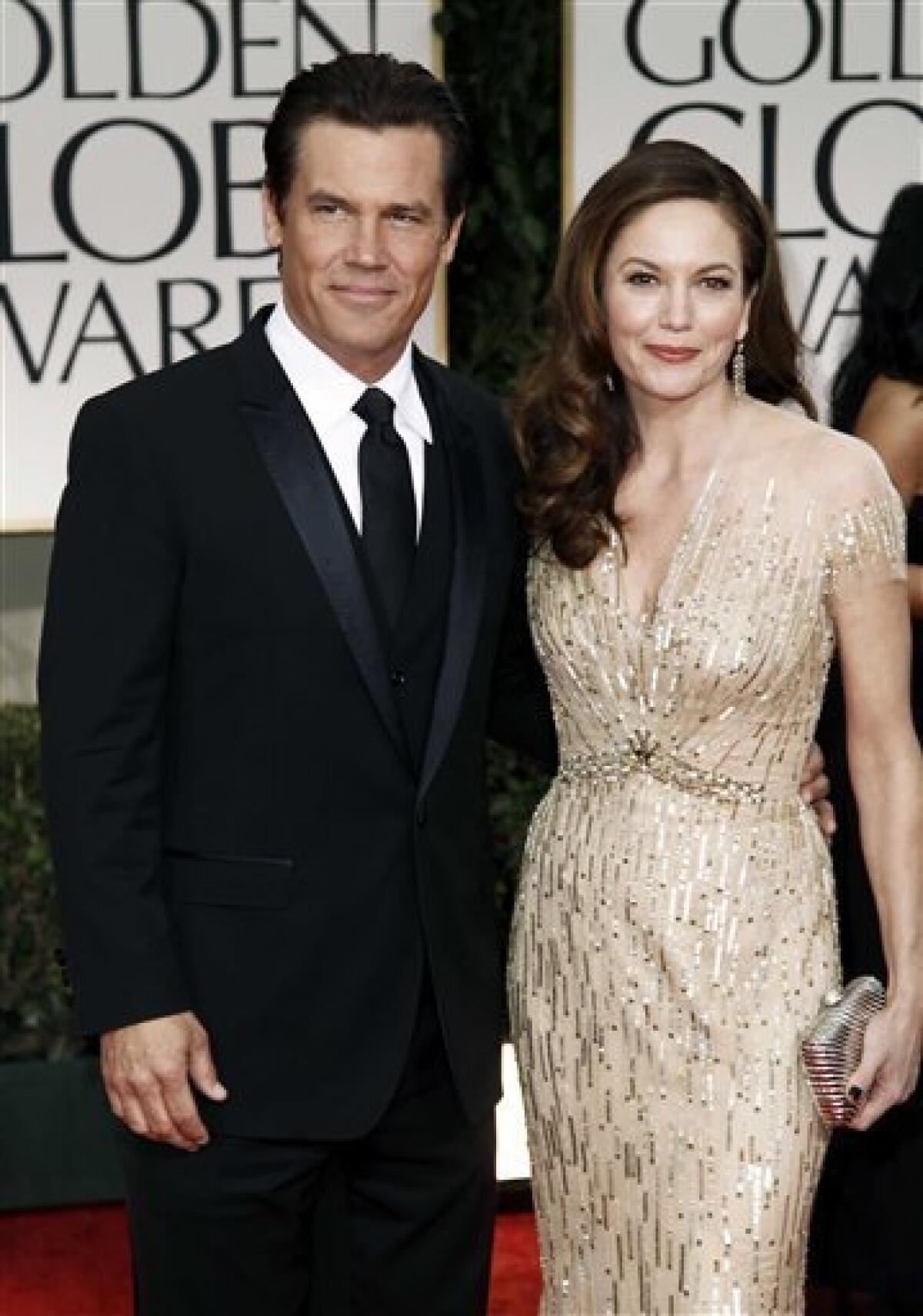 FILE - This Jan. 15, 2012 file photo shows actors Josh Brolin, left, and Diane Lane at the 69th Annual Golden Globe Awards in Los Angeles. Lane and Brolin are divorcing after eight years of marriage. A representative for the couple confirmed the split Thursday, Feb. 21, 2013. Brolin and Lane were married in 2004, the second marriage for both. (AP Photo/Matt Sayles, file)
