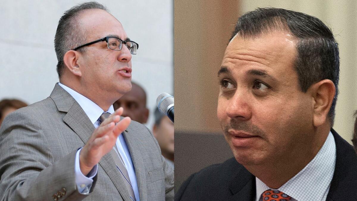 Assemblyman Raul Bocanegra (D-Pacoima). left, quit and Sen. Tony Mendoza (D-Artesia) has lost his leadership posts amid harassment claims.