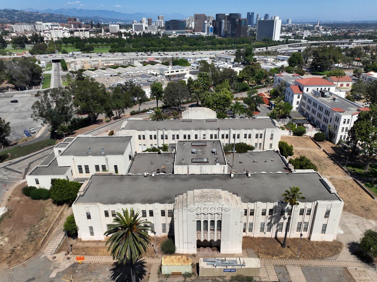 An aerial view of buildings on the VA's West L.A. campus.