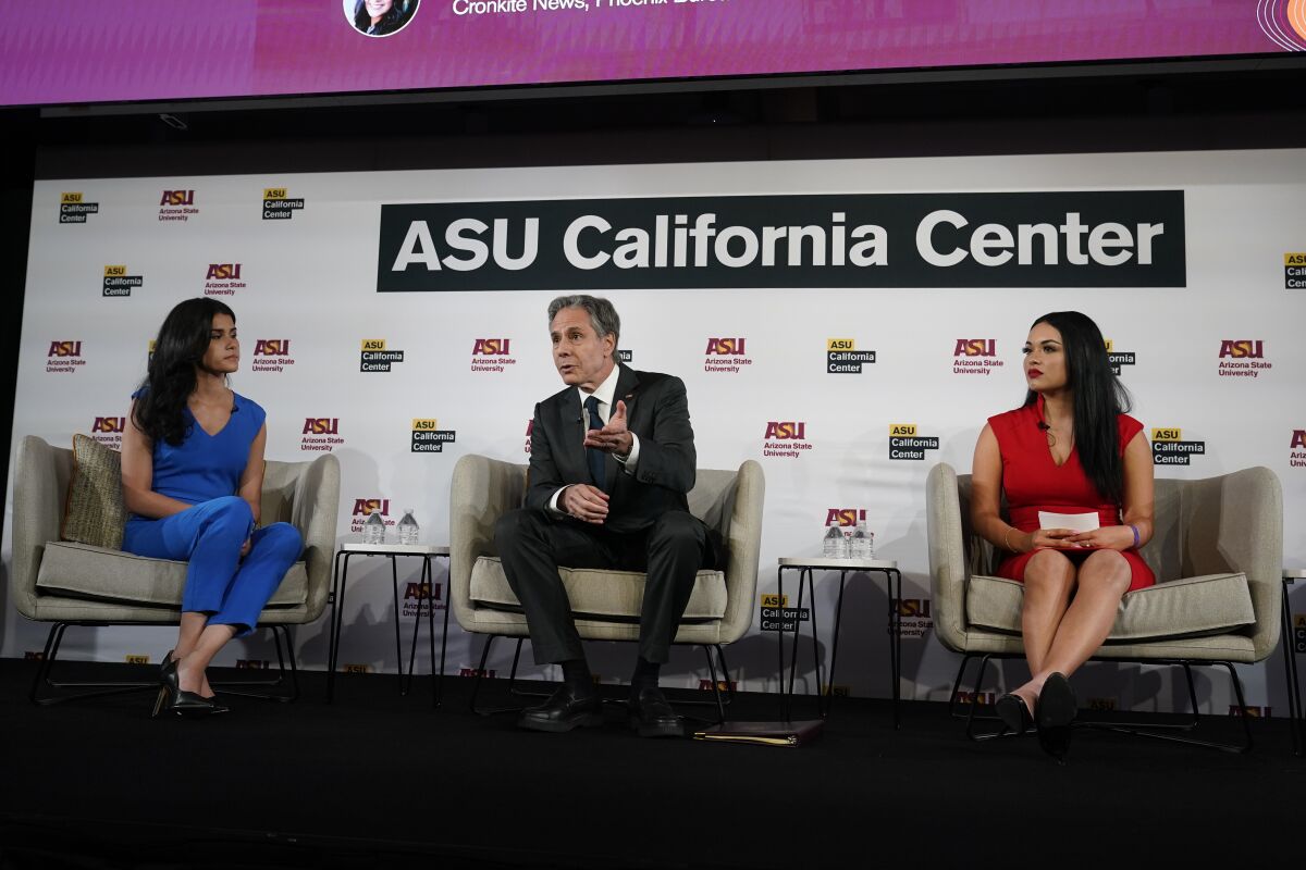 Secretary of State Anthony Blinken participates in a panel discussion