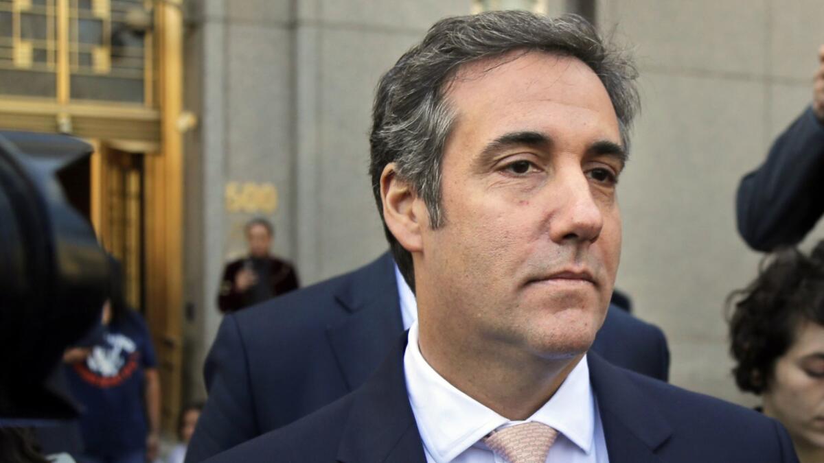 Michael Cohen leaves federal court in New York City in April.