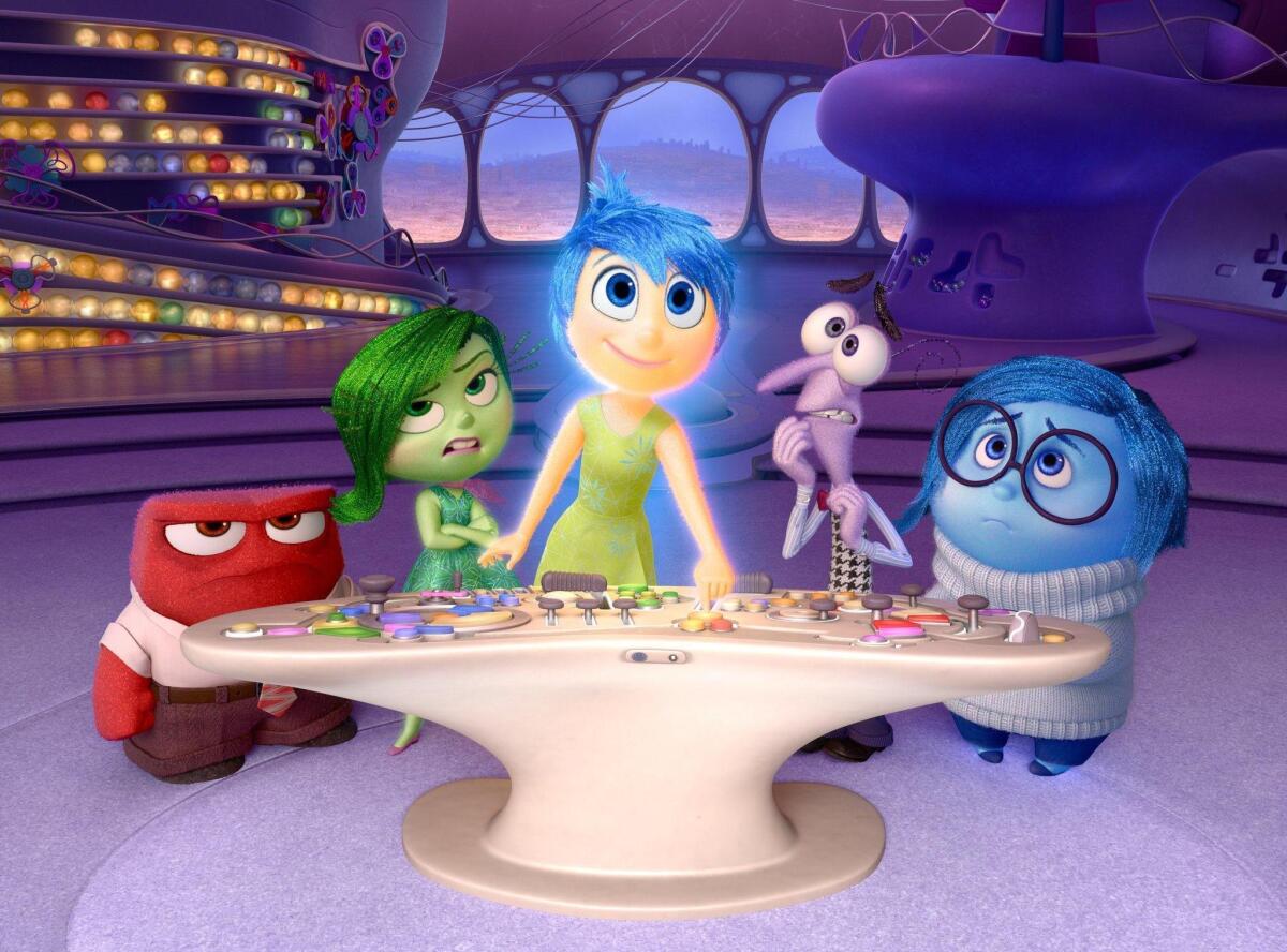 "Inside Out" scored the second-largest opening in Pixar history. Shown, from left, are the film's characters Anger (voiced by Lewis Black), Disgust (voiced by Mindy Kaling), Joy (voiced by Amy Poehler), Fear (voiced by Bill Hader) and Sadness (voiced by Phyllis Smith).