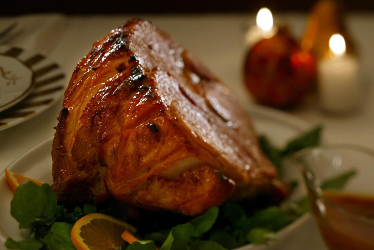 A 15-pound ham was auctioned for $2 million at the Kentucky State Fair. Pictured is a chipotle-and-orange-glazed ham that goes for much less.