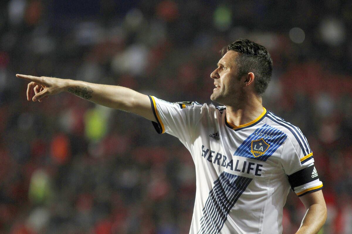 Robbie Keane, shown back in March, scored twice in the first half Saturday to lead the Galaxy to a 3-0 win over Toronto FC at StubHub Center.