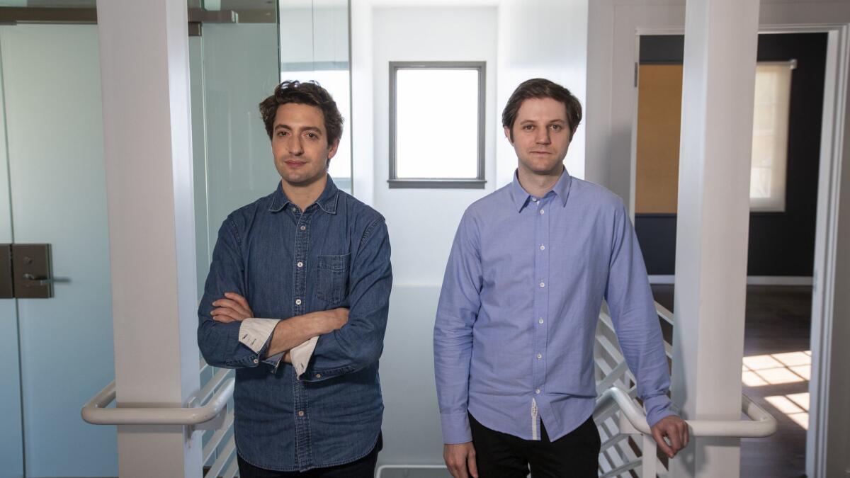 Matthew Segal, left, and Jarrett Moreno are co-founders of Attn:, an L.A.-based digital media company that is expanding into TV.