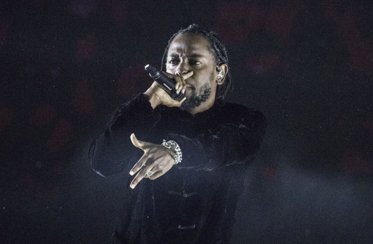 Kendrick Lamar performing at the Coachella Valley Music and Arts Festival in Indio, Calif., on April 23, 2017.