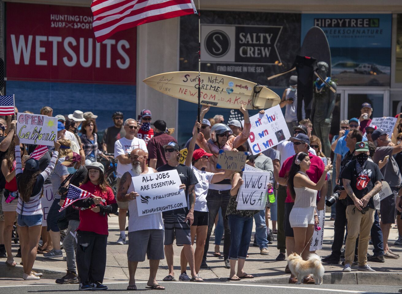 Protesters in Huntington Beach