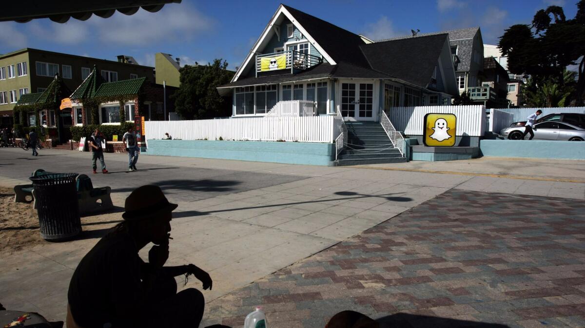 A photo from 2013 shows Snapchat offices on Ocean Front Walk in Venice.