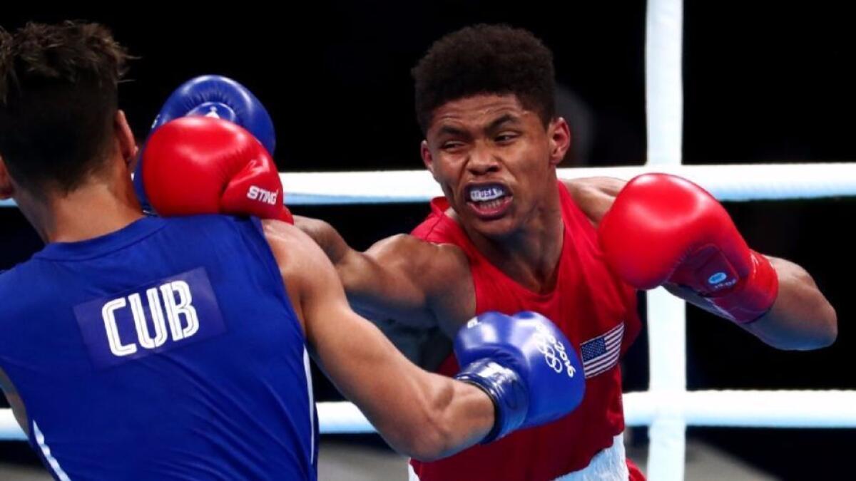 Shakur Stevenson battles Robeisy Ramirez of Cuba in the men's boxing bantamweight final during the Rio Olympics on Aug. 20, 2016.