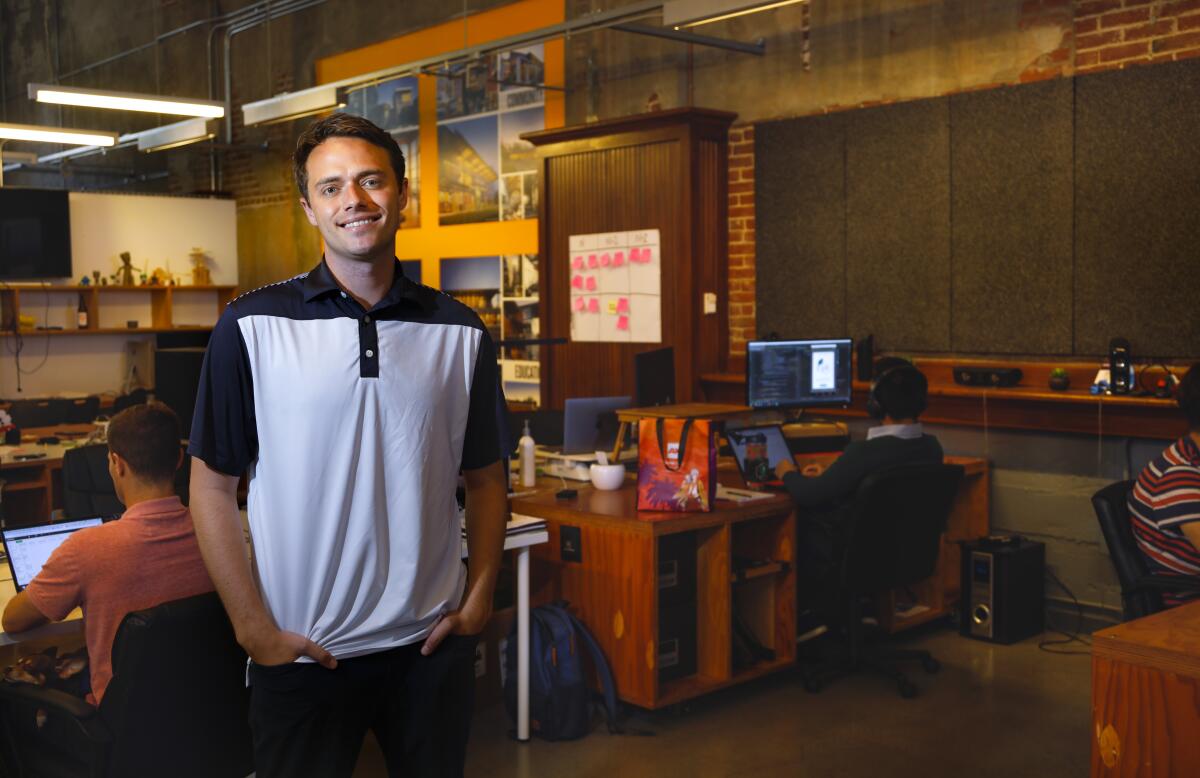 San Diego State University graduate, Luke Sophinos, founder and CEO of CourseKey, at the company offices.