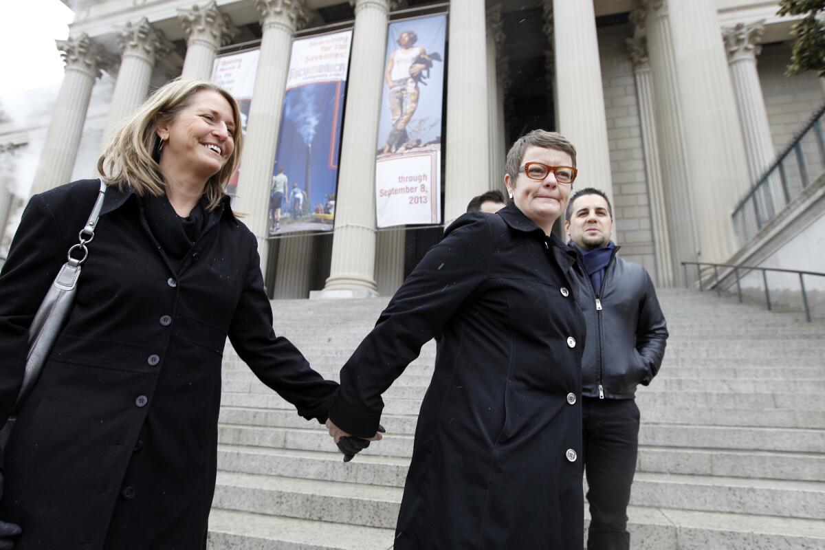 Sandy Stier, left, and Kris Perry of Berkeley, plaintiffs in the Proposition 8 case.
