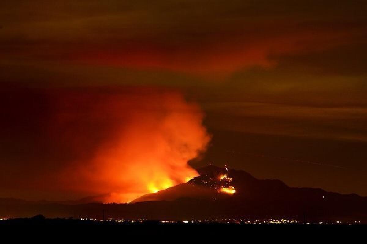 The Morgan fire in Mt. Diablo State Park burns out of control Sunday night.