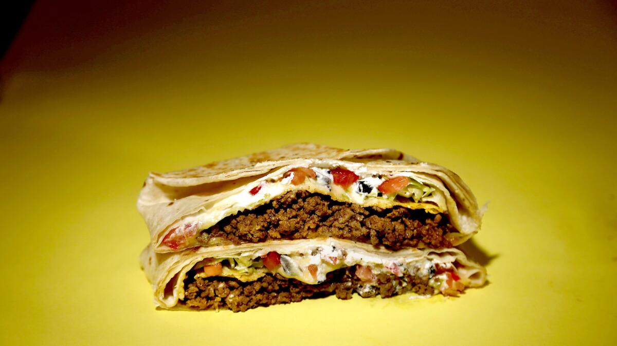 A homemade Taco Bell Crunchwrap Supreme.
