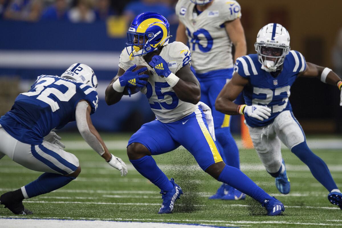 Rams running back Sony Michel carries the ball during a win over the Indianapolis Colts last month.
