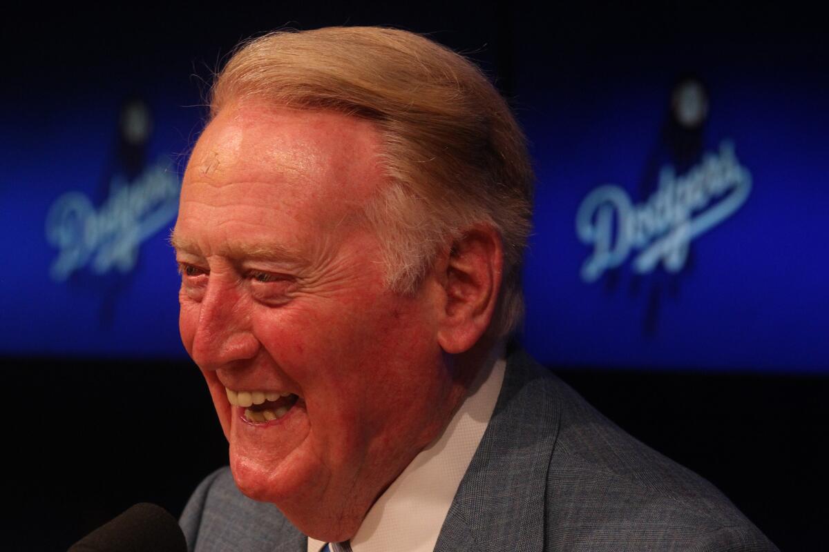 Vin Scully has been broadcasting Dodgers games for 66 seasons.