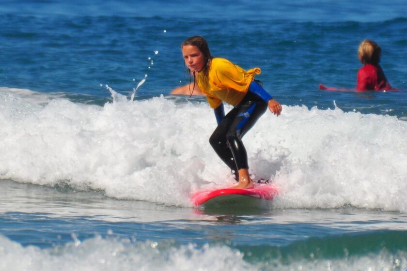 A young surfer in the 2014 contests at La Jolla Shores